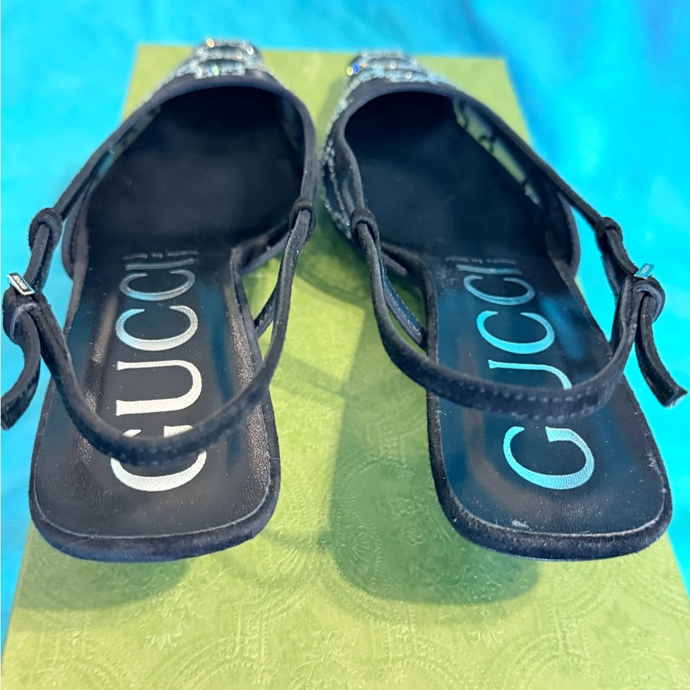 Gucci Black Crystal-Embellished Slingback Pumps - Picture 4 of 7